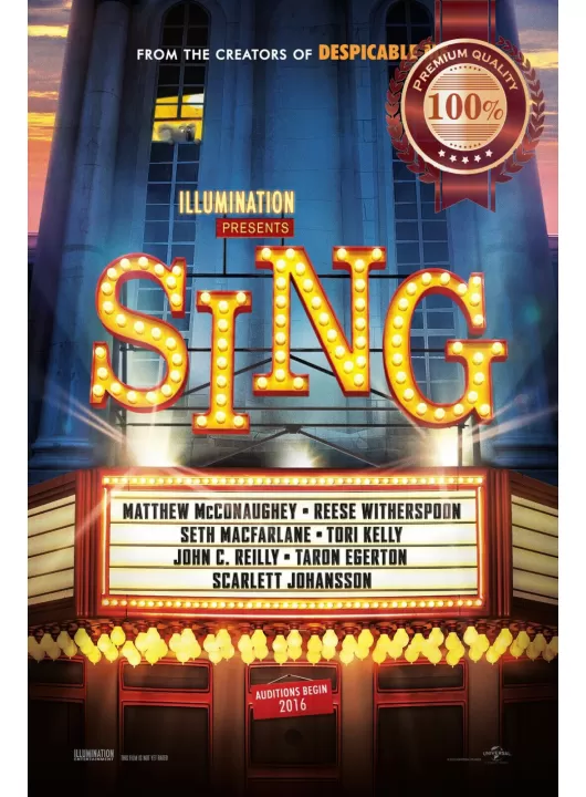 SING 2016 MUSICAL KIDS OFFICIAL ORIGINAL CINEMA MOVIE PRINT PREMIUM POSTER