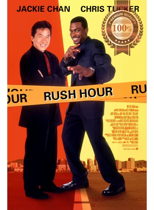RUSH HOUR 1998 90s 1 ONE I OFFICIAL FILM MOVIE ORIGINAL CINEMA PRINT PREMIUM POSTER RUSH HOUR 1998 90s 1 ONE I OFFICIAL FILM MOVIE ORIGINAL CINEMA PRINT PREMIUM POSTER