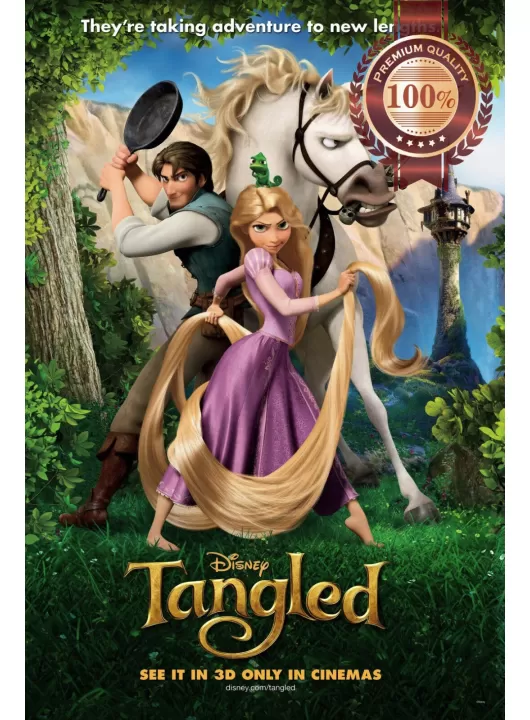 TANGLED 2010 DISNEY CARTOON OFFICIAL ART ORIGINAL MOVIE FILM PRINT PREMIUM POSTER