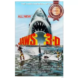 JAWS 3D SHARK MOUTH OUT OF WATER CHASING CLASSIC MOVIE PRINT PREMIUM POSTER