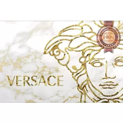 VERSACE LOGO GOLD MEDUSA ART ARTWORK DESIGN LINES GRAPHIC PREMIUM POSTER