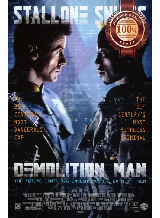 DEMOLITION MAN 1993 90s OFFICIAL ORIGINAL CINEMA MOVIE PRINT PREMIUM POSTER DEMOLITION MAN 1993 90s OFFICIAL ORIGINAL CINEMA MOVIE PRINT PREMIUM POSTER