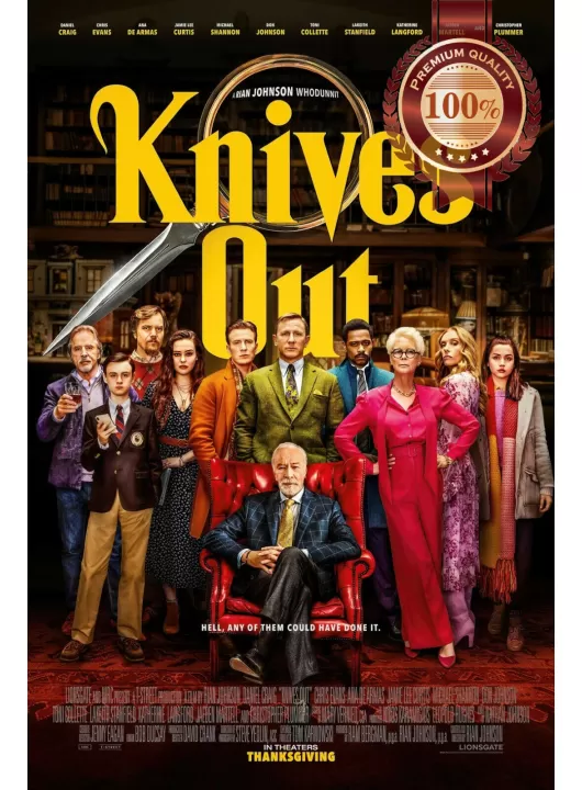 KNIVES OUT 2019 OFFICIAL ORIGINAL CINEMA FILM MOVIE PRINT PREMIUM POSTER