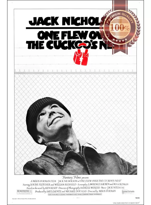 ONE FLEW OVER THE CUCKOOS NEST 1975 ORIGINAL CINEMA MOVIE PRINT PREMIUM POSTER ONE FLEW OVER THE CUCKOOS NEST 1975 ORIGINAL CINEMA MOVIE PRINT PREMIUM POSTER