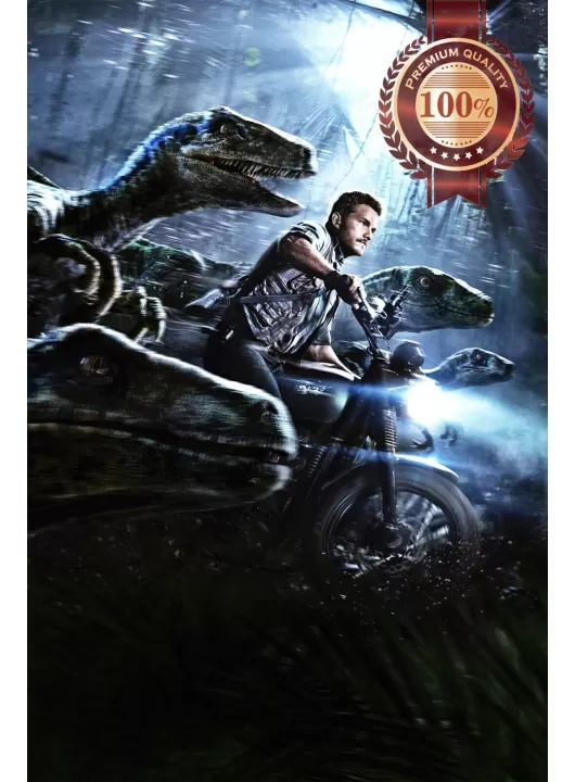 JURASSIC WORLD BLUE VELOCIRAPTORS BIKE CINEMA MOVIE PRINT PREMIUM POSTER JURASSIC WORLD BLUE VELOCIRAPTORS BIKE CINEMA MOVIE PRINT PREMIUM POSTER