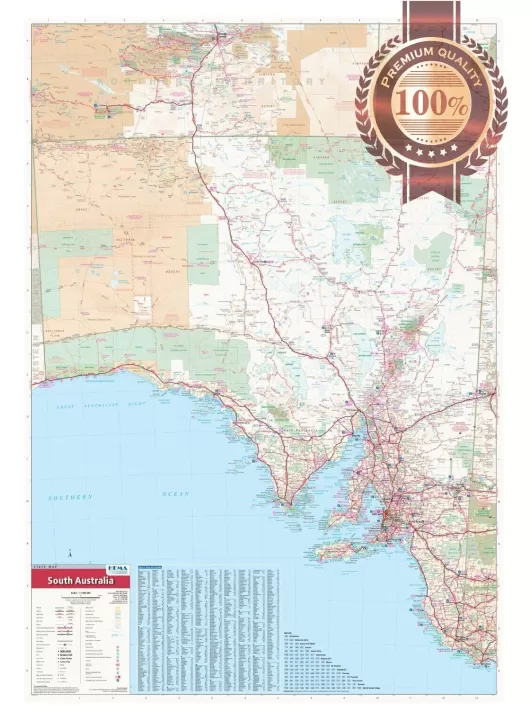 DETAILED SOUTH AUSTRALIA SA STATE ROADS MAP OF AUS WALL CHART PREMIUM POSTER
