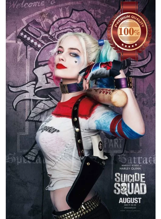 HARLEY QUINN HOLDING BAT SUICIDE SQUAD 2016 CINEMA MOVIE PRINT PREMIUM POSTER HARLEY QUINN HOLDING BAT SUICIDE SQUAD 2016 CINEMA MOVIE PRINT PREMIUM POSTER