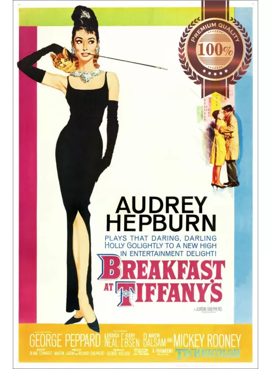 BREAKFAST AT TIFFANYS 1961 60s OFFICIAL ORIGINAL CINEMA MOVIE PRINT PREMIUM POSTER BREAKFAST AT TIFFANYS 1961 60s OFFICIAL ORIGINAL CINEMA MOVIE PRINT PREMIUM POSTER