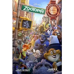 ZOOTOPIA 3D MOVIE CHARACTERS WALKING THROUGH CITY ART PRINT - PREMIUM POSTER
