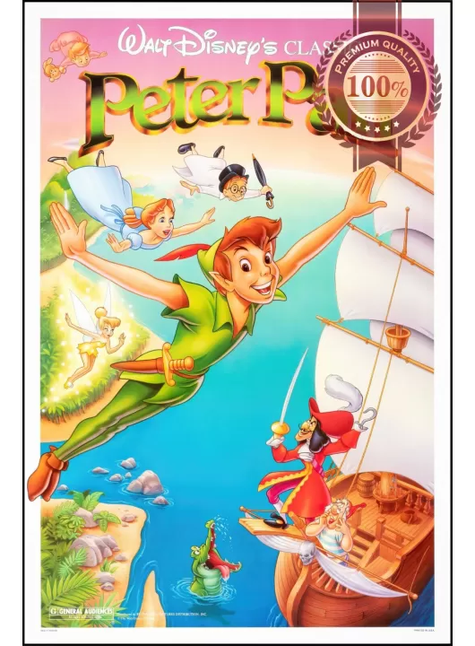 PETER PAN CARTOON 1989 VERSION 1953 50s MOVIE FILM CINEMA PRINT PREMIUM POSTER