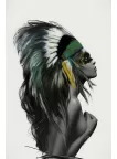 NATIVE AMERICAN HEADDRESS FEMALE ORIGINAL ARTWORK ART PRINT PREMIUM POSTER