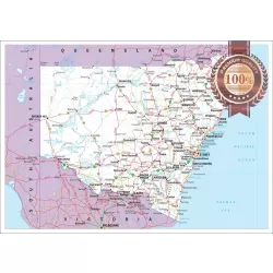 NEW SOUTH WALES STATE ROADS AUSTRALIA MAP OF NSW WALL CHART PRINT PREMIUM POSTER