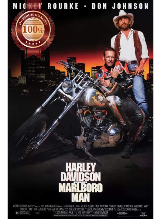 HARLEY DAVIDSON AND MARLBORO MAN 1991 91 ORIGINAL OFFICIAL MOVIE PRINT PREMIUM POSTER