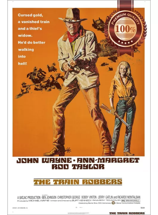 THE TRAIN ROBBERS JOHN WAYNE 1973 70s ORIGINAL MOVIE PRINT PREMIUM POSTER