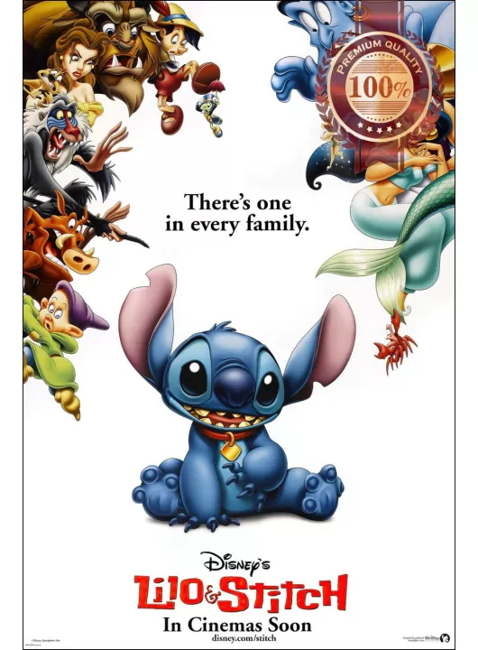 LILO AND STITCH THERE'S ONE IN EVERY FAMILY ORIGINAL MOVIE PRINT PREMIUM POSTER