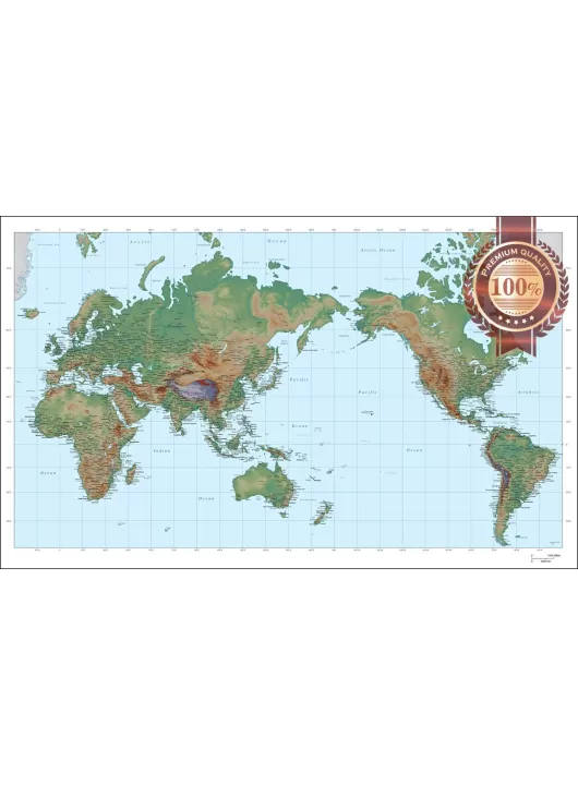 DETAILED MAP OF THE WORLD ATLAS LATITUDE LONGITUDE WALL PRINT PREMIUM POSTER