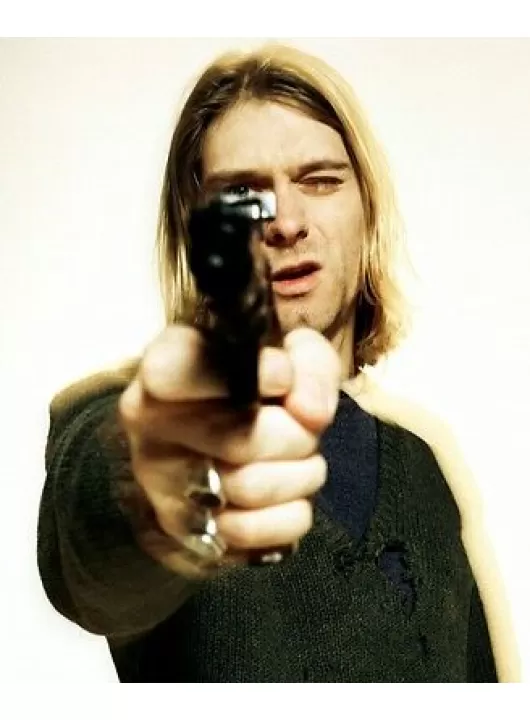 LARGE NIRVANA KURT COBAIN POINTING GUN ORIGINAL PHOTO PRINT PREMIUM POSTER