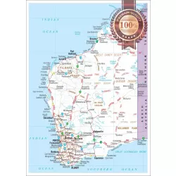 WESTERN AUSTRALIA WA STATE ROADS MAP OF AUS WALL CHART PRINT PREMIUM POSTER