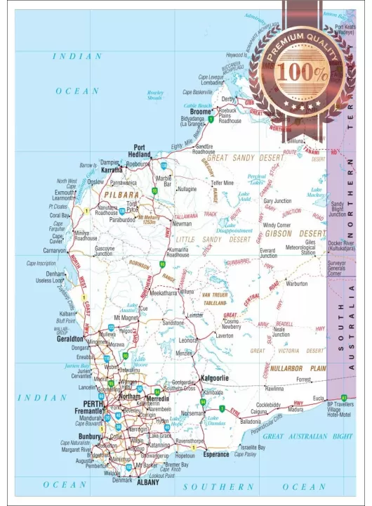 WESTERN AUSTRALIA WA STATE ROADS MAP OF AUS WALL CHART PRINT PREMIUM POSTER WESTERN AUSTRALIA WA STATE ROADS MAP OF AUS WALL CHART PRINT PREMIUM POSTER