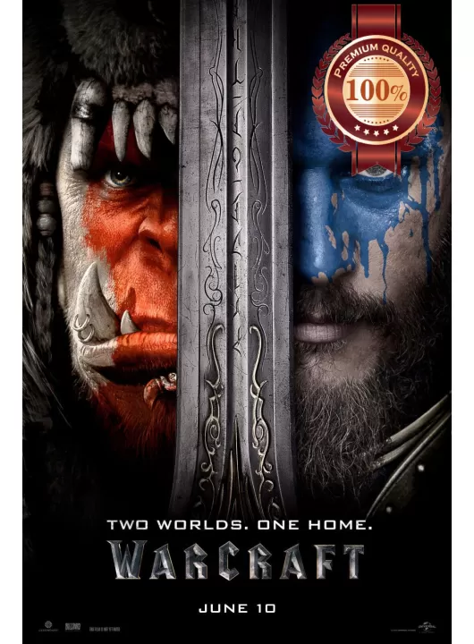 WARCRAFT MOVIE WORLD OF VIDEO GAME ORC AND HUMAN PHOTO PRINT PREMIUM POSTER