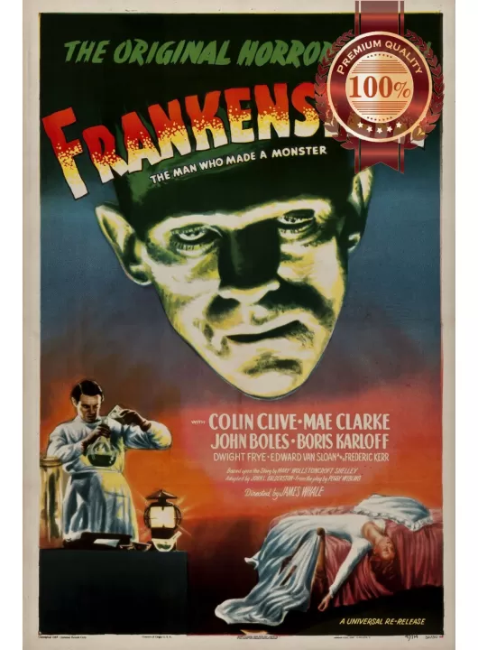 FRANKENSTEIN 1931 30s OFFICIAL ORIGINAL CINEMA FILM MOVIE PRINT PREMIUM POSTER