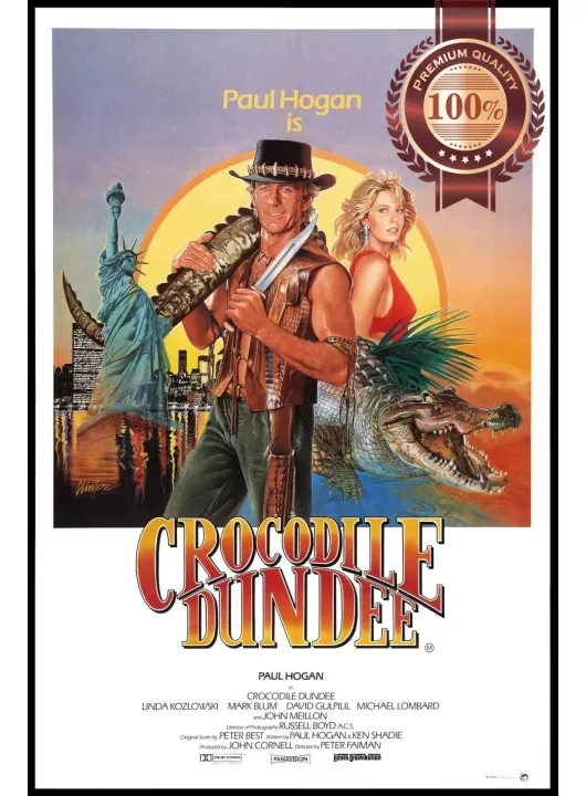 CROCODILE DUNDEE 1986 80s ORIGINAL OFFICIAL MOVIE FILM PRINT PREMIUM POSTER CROCODILE DUNDEE 1986 80s ORIGINAL OFFICIAL MOVIE FILM PRINT PREMIUM POSTER