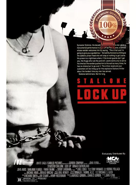 LOCK UP V2 B&W 1989 80s STALLONE ORIGINAL CINEMA MOVIE PRINT PREMIUM POSTER