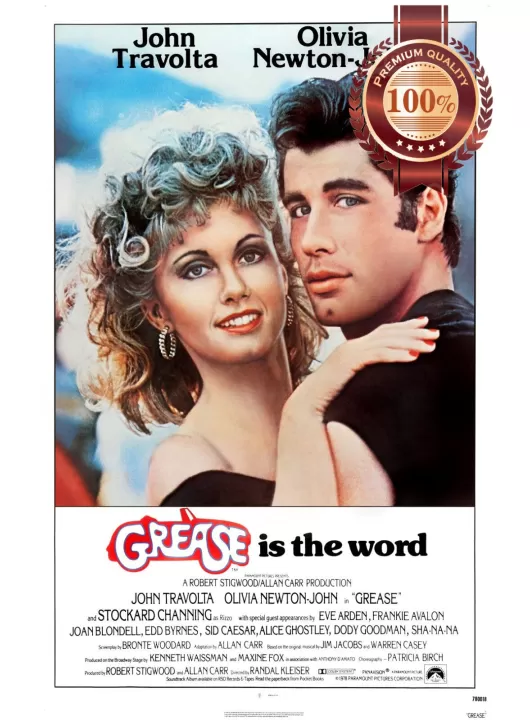 GREASE 1978 70s JOHN TRAVOLTA ORIGINAL CINEMA MOVIE FILM PRINT PREMIUM POSTER
