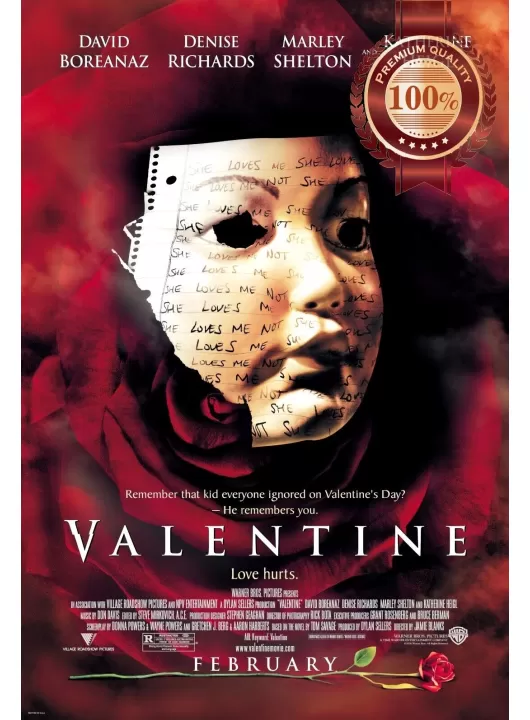 VALENTINE 2001 SLASHER ORIGINAL OFFICIAL CINEMA MOVIE PRINT PREMIUM POSTER VALENTINE 2001 SLASHER ORIGINAL OFFICIAL CINEMA MOVIE PRINT PREMIUM POSTER