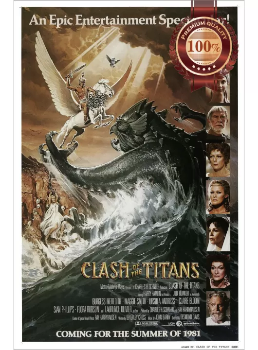 CLASH OF THE TITANS 1981 80s ORIGINAL CINEMA FILM ART MOVIE PRINT PREMIUM POSTER CLASH OF THE TITANS 1981 80s ORIGINAL CINEMA FILM ART MOVIE PRINT PREMIUM POSTER