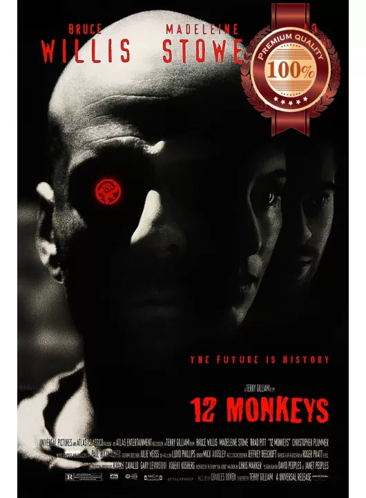 12 MONKEYS TWELVE 1995 90s ORIGINAL CINEMA FILM MOVIE PRINT PREMIUM POSTER 12 MONKEYS TWELVE 1995 90s ORIGINAL CINEMA FILM MOVIE PRINT PREMIUM POSTER
