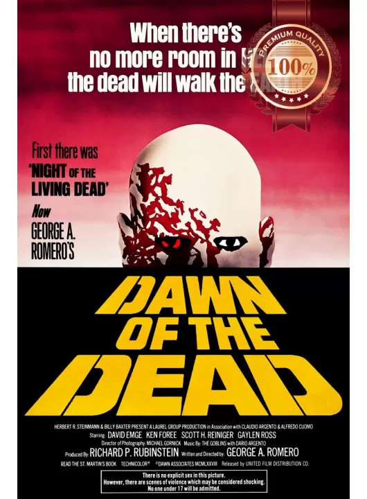 DAWN OF THE DEAD RETRO 1978 70s FILM MOVIE ORIGINAL CINEMA PRINT PREMIUM POSTER DAWN OF THE DEAD RETRO 1978 70s FILM MOVIE ORIGINAL CINEMA PRINT PREMIUM POSTER