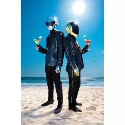 LARGE DAFT PUNK WITH COCKTAILS ON BEACH PHOTO SHOOT ART PRINT PREMIUM POSTER