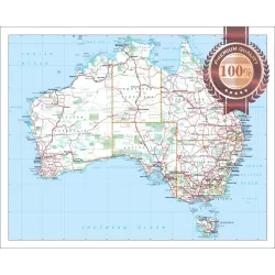 DETAILED MAP OF AUSTRALIAN ROADS AUSTRALIA AUS ATLAS WALL PRINT PREMIUM POSTER