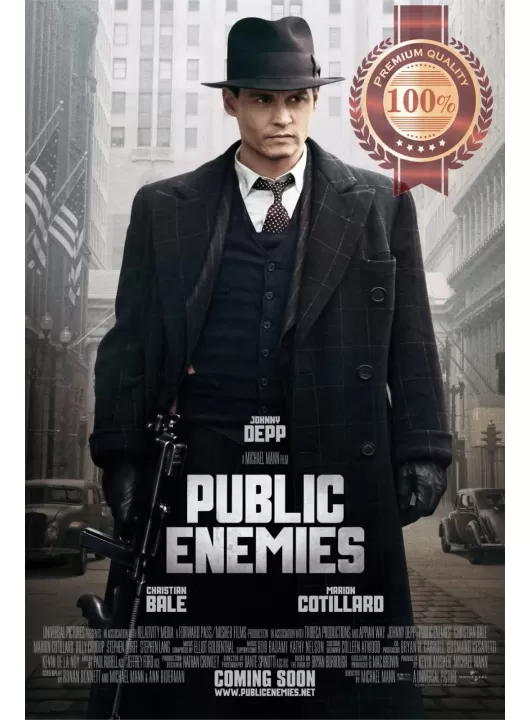 PUBLIC ENEMIES 2009 JOHNNY DEPP ORIGINAL MOVIE FILM CINEMA PRINT PREMIUM POSTER PUBLIC ENEMIES 2009 JOHNNY DEPP ORIGINAL MOVIE FILM CINEMA PRINT PREMIUM POSTER