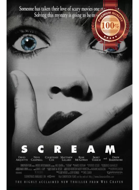 SCREAM 1 FIRST ORIGINAL1996 SLASHER CINEMA FILM MOVIE PRINT PREMIUM POSTER SCREAM 1 FIRST ORIGINAL1996 SLASHER CINEMA FILM MOVIE PRINT PREMIUM POSTER