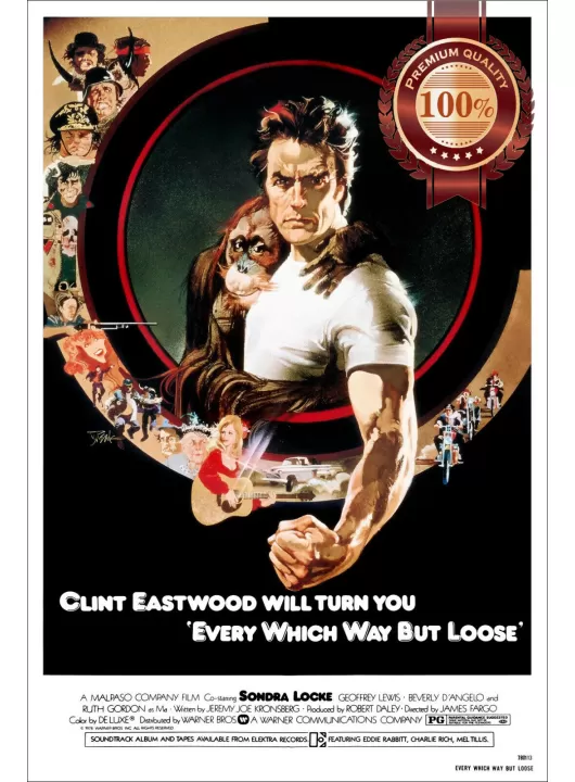 EVERY WHICH WAY BUT LOOSE 1978 70s OFFICIAL ORIGINAL CINEMA MOVIE PRINT PREMIUM POSTER