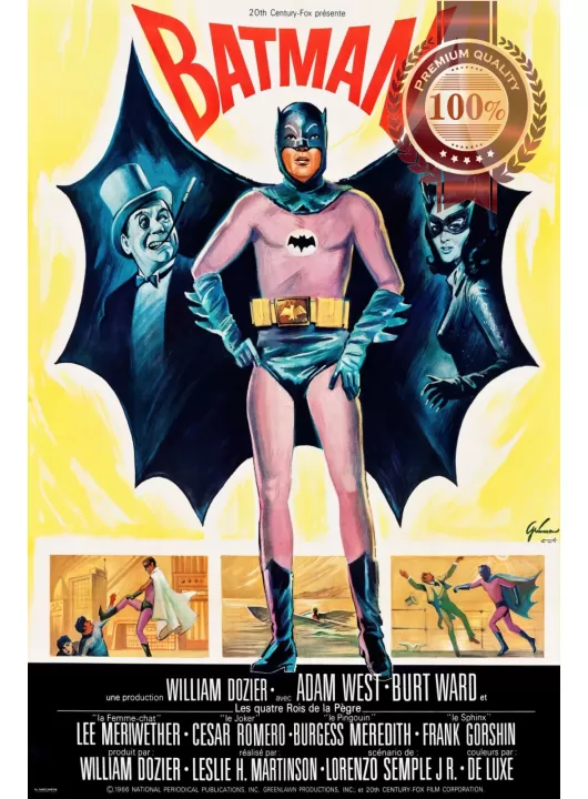 BATMAN 1966 60s ADAM WEST FRENCH ORIGINAL CINEMA MOVIE FILM PRINT PREMIUM POSTER BATMAN 1966 60s ADAM WEST FRENCH ORIGINAL CINEMA MOVIE FILM PRINT PREMIUM POSTER