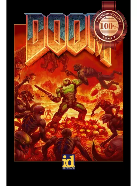 DOOM 4 1996 90s STYLE VIDEO GAME VIDEOGAME ORIGINAL ART PRINT PREMIUM POSTER DOOM 4 1996 90s STYLE VIDEO GAME VIDEOGAME ORIGINAL ART PRINT PREMIUM POSTER