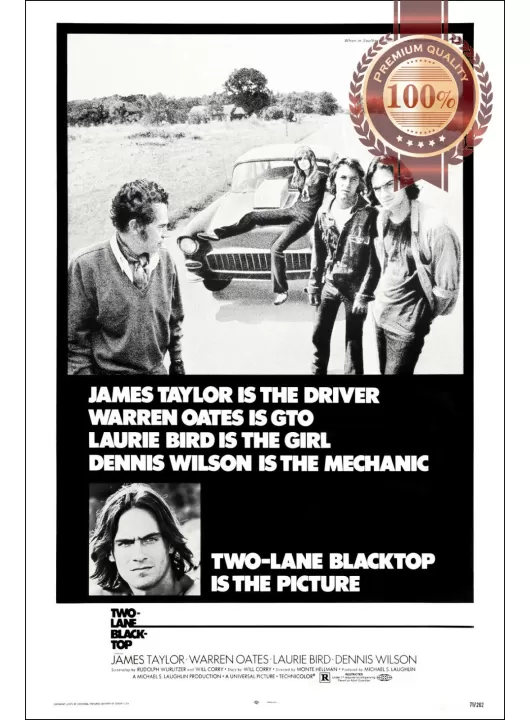 TWO LANE BLACKTOP 1971 70s OFFICIAL ORIGINAL CINEMA MOVIE PRINT PREMIUM POSTER TWO LANE BLACKTOP 1971 70s OFFICIAL ORIGINAL CINEMA MOVIE PRINT PREMIUM POSTER