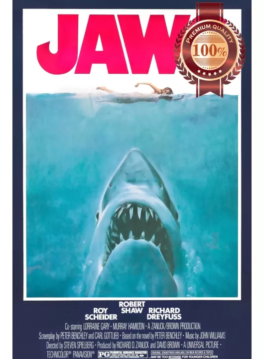 JAWS 1 1975 70s CLASSIC OFFICIAL ORIGINAL MOVIE FILM PRINT PREMIUM POSTER JAWS 1 1975 70s CLASSIC OFFICIAL ORIGINAL MOVIE FILM PRINT PREMIUM POSTER