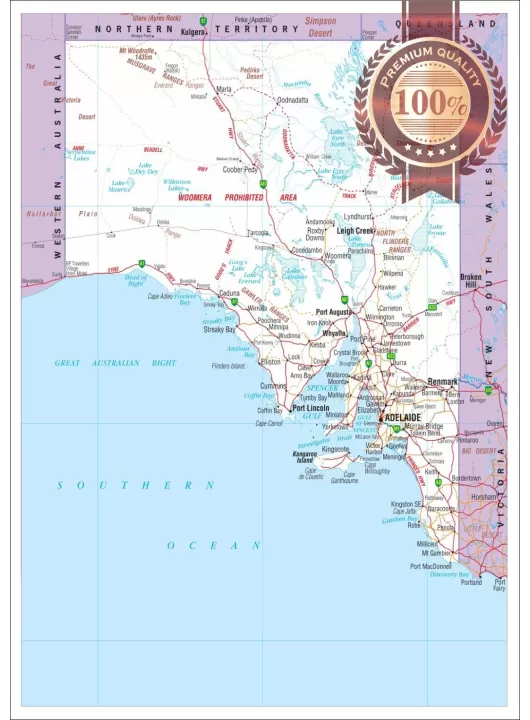 SOUTH AUSTRALIA SA STATE ROADS MAP OF AUS WALL CHART PRINT PREMIUM POSTER