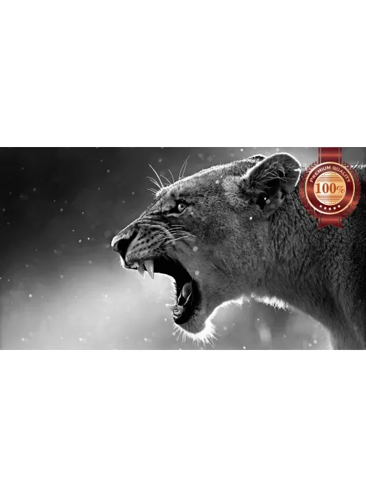 LIONESS LION ROARING TEETH WILD BIG CAT AFRICA ANIMAL PRINT PREMIUM POSTER