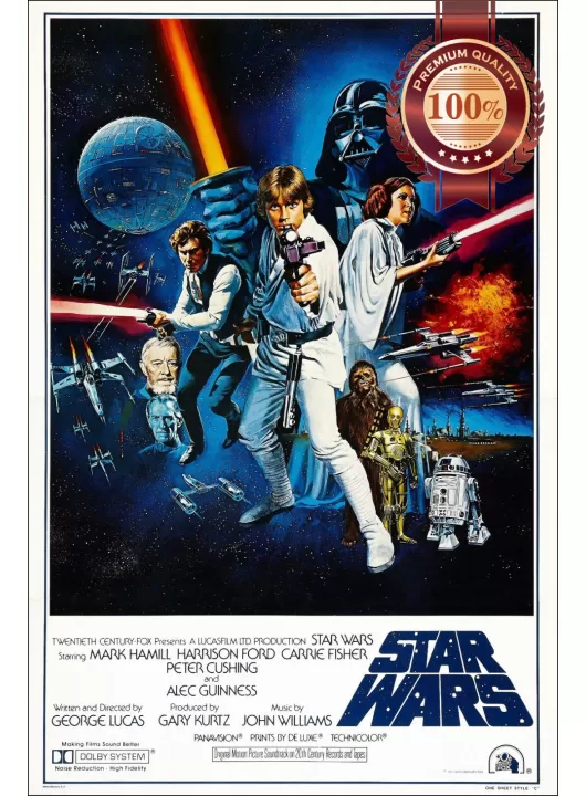 A NEW HOPE STAR WARS EP 4 IV ORIGINAL CINEMA MOVIE FILM PRINT PREMIUM POSTER