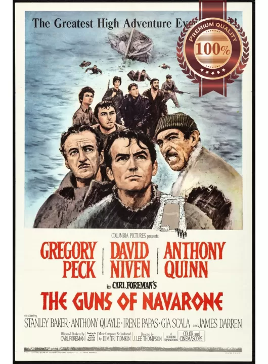 THE GUNS OF NAVARONE 1961 OFFICIAL ORIGINAL MOVIE FILM PRINT PREMIUM POSTER THE GUNS OF NAVARONE 1961 OFFICIAL ORIGINAL MOVIE FILM PRINT PREMIUM POSTER