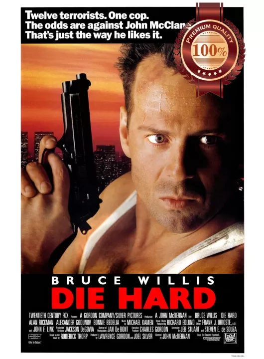 DIE HARD BRUCE WILLIS 80s 1988 ORIGINAL CINEMA MOVIE PRINT PREMIUM POSTER DIE HARD BRUCE WILLIS 80s 1988 ORIGINAL CINEMA MOVIE PRINT PREMIUM POSTER