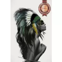 NATIVE AMERICAN HEADDRESS FEMALE ORIGINAL ARTWORK ART PRINT PREMIUM POSTER