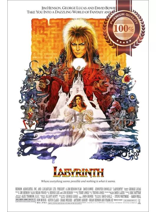 LABYRINTH 1986 80s DAVID BOWIE OFFICIAL ORIGINAL MOVIE FILM PRINT PREMIUM POSTER LABYRINTH 1986 80s DAVID BOWIE OFFICIAL ORIGINAL MOVIE FILM PRINT PREMIUM POSTER