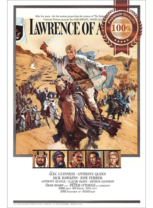 LAWRENCE OF ARABIA 1962 60s OFFICIAL ORIGINAL CINEMA MOVIE PRINT PREMIUM POSTER LAWRENCE OF ARABIA 1962 60s OFFICIAL ORIGINAL CINEMA MOVIE PRINT PREMIUM POSTER