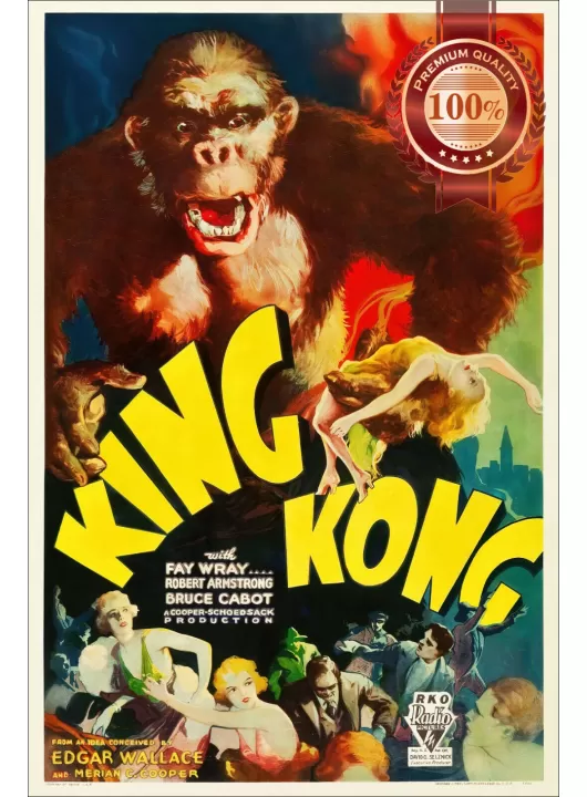 KING KONG 1933 30s ORIGINAL OFFICIAL CINEMA MOVIE FILM PRINT PREMIUM POSTER KING KONG 1933 30s ORIGINAL OFFICIAL CINEMA MOVIE FILM PRINT PREMIUM POSTER